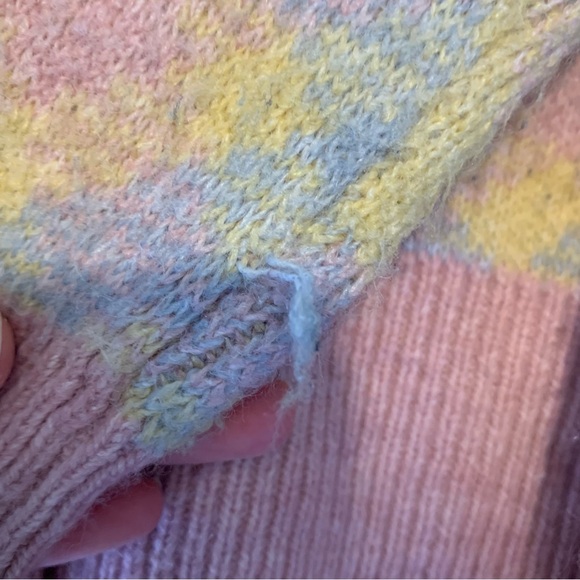 Zara Pink & Yellow Argyle Cardigan S - Picture 8 of 8